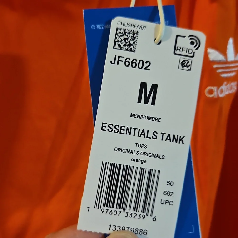 adidas Men’s Trefoil Essentials Tank Top: ORANGE: NEW WITH TAGS: SIZE M